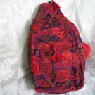 Backpack - Ethnic Fabric Red Orange / Multi-Color Woven Tote / Shoulder Bag