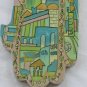 Wood Hamsa Emanuel Hand Painted Wall Decor 'Pastel Jerusalem'