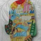 Wood Hamsa Emanuel Hand Painted Wall Decor  'Dreamscape'