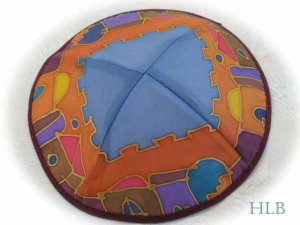 Kippa Emanuel Hand Painted Silk Multi-Color  -- YAS10