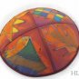 Kippa Emanuel Hand Painted Silk Multi-Color Orange -- YAS4