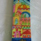 Mezuzah Emanuel Wood Small  Hand Painted Oriental Jerusalem -- MZS17