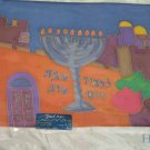 Challah Cover Emanuel Hand Painted Silk Jerusalem Menorah-- CSY3