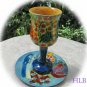 Kiddush Cup Emanuel Hand Painted Wood Bride Groom -- CU8