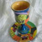 Elijah Seder Passover Kiddush Cup Emanuel Hand Painted Wood-- CU4
