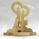 Olive Wood Christmas Nativity Scene Ornament With Glowing Candles