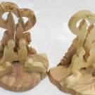 2 Olive Wood Christmas Nativity Scene Ornament With Glowing Candles