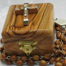 Olive Wood Box & Pewter Rosary From The Holy Land