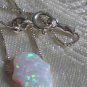 White Opal Hamsa Necklace and Silver Chain