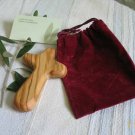 Olive Wood Holding Comfort Cross + Gift Bag