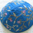 Yair Emanuel Silk Embroidered Blue Flowered Kippa -- YME3B