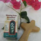 Olive Wood Comfort Cross & Lily of the Valley Anointing Oil