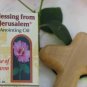 Olive Wood Comfort Holding Cross & Rose of Sharon Anointing Oil