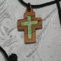6 Pieces Olive Wood Inlay Cut Out Cross Pendant Necklace