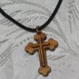 6 Pieces Olive Wood Double Layered Cross Pendant Necklace
