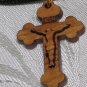 Double Layered Cross Olive Wood Jesus Pendant Necklace