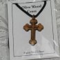Double Layered Cross Olive Wood Pendant Necklace
