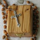 Olive Wood Box & Pewter Rosary From The Holy Land