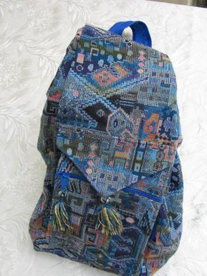 Extra Large Ethnic Back Pack Shoulder Tote Bag Blue D17