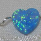 Petite Blue Opal Heart Necklace and 925 Silver Chain