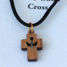 Olive Wood 'Dove Cut Out' Cross Pendant Necklace