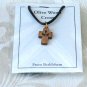 Olive Wood 'Dove Cut Out' Cross Pendant Necklace