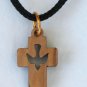 Olive Wood 'Dove Cut Out' Cross Pendant Necklace