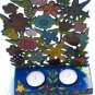 Emanuel Painted Metal Lazer Cut Shabbat Candlesticks - Flowers CLC2