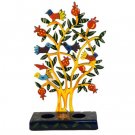 Yair Emanuel Shabbat Laser Cut Painted Candlesticks Birds CLC1A