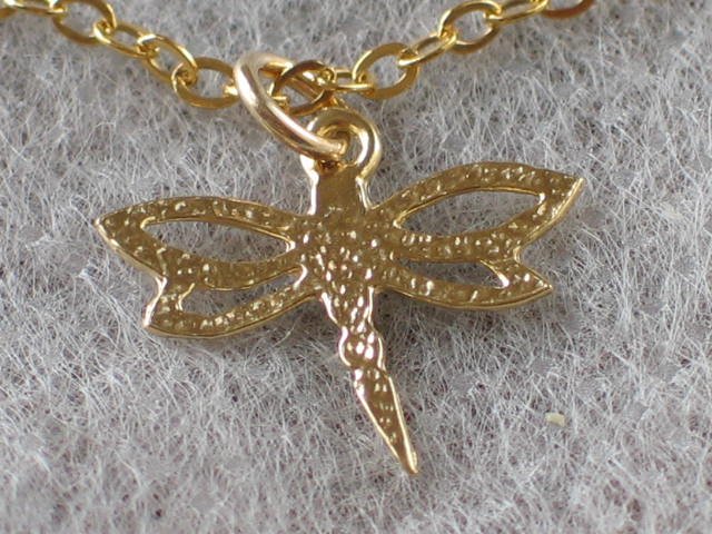 Gold Filled Dragonfly Pendant Necklace