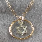 Gold Filled Ring with Silver Magen David Pendant Necklace