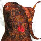 Hamsa Burgundy/Gold Hippy Shoulder Bag W/ Zipper