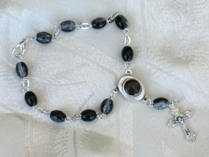Bracelet Rosary + Black Beads Bethlehem Holy Land Wrist