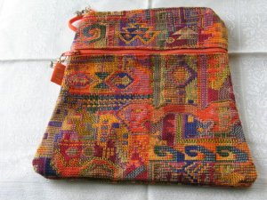 Ethnic Woven Orange Shaded Triangle Purse