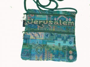 Blue / Green Square Purse With Jerusalem Logo