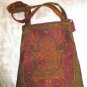 Hamsa Burgundy/ Gold Hippy Shoulder Tapered Bag W/ Zipper