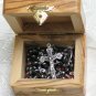 Bethlehem Hematite & Pewter Rosary and Olive Wood Box