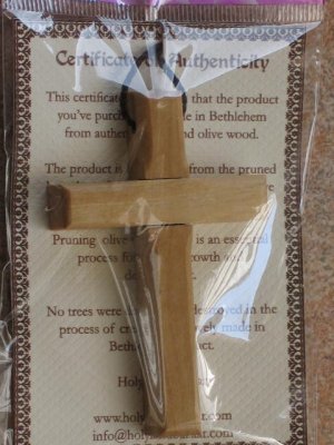6 Olive Wood Deluxe Cross Pendants On String