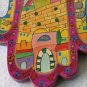 Wood Hamsa Emanuel Hand Painted Wall Decor  'Jerusalem Walls'