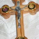 7 Inch Olive Wood 14 Station Wood Cross Crucifix with 4 Lens