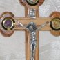 7 Inch Olive Wood 14 Station Wood Cross Crucifix with 4 Lens