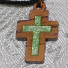 20  Pcs Olive Wood Inlay Cut Out Cross Pendant Necklace