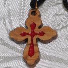 20  Pcs Olive Wood Inlay Budded Cross Pendant Necklace