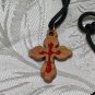 20  Pcs Olive Wood Inlay Budded Cross Pendant Necklace
