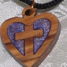 20  Pcs Olive Wood Inlay Heart Cross Pendant Necklace