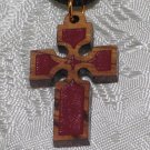 5 Pcs Olive Wood Inlay Cross Pendant Necklace