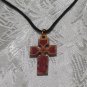 20 Pcs Olive Wood Inlay Cross Pendant Necklace