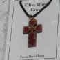 20 Pcs Olive Wood Inlay Cross Pendant Necklace