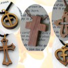 20 Olive Wood Mixed Cross Pendants Necklace