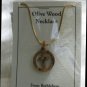 Olive Wood Cross In Circle Pendant Necklace With Gold Chain